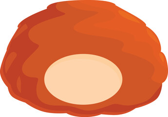 Round breaded chicken nugget with a crispy outer layer and a delicious creamy filling is shown against a white background