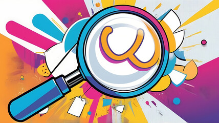 Fototapeta premium an icon of a magnifying glass with a hashtag, symbolizing social media searches and trending topics, on a white background.