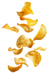 Naklejka premium PNG Dissected floating potato chips blossom produce flower.