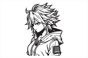 Anime silhouette illustration