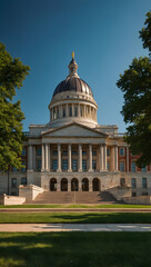 Obraz premium The Capitol building in Washington, D.C., featuring its grand dome and steps, symbolizing American democracy and governance. 