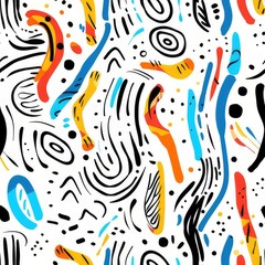 colored doodles on a white background seamless pattern