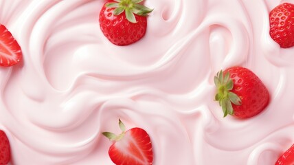 strawberry yogurt with strawberries and an empty space in the middle