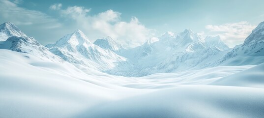 Obraz premium Snow mountain nature landscape. Generative AI technology. 