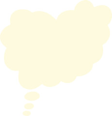 A pale yellow speech bubble icon with a soft, rounded shape on a white background. The design is minimalist, making it ideal for use in creative projects, graphic design.