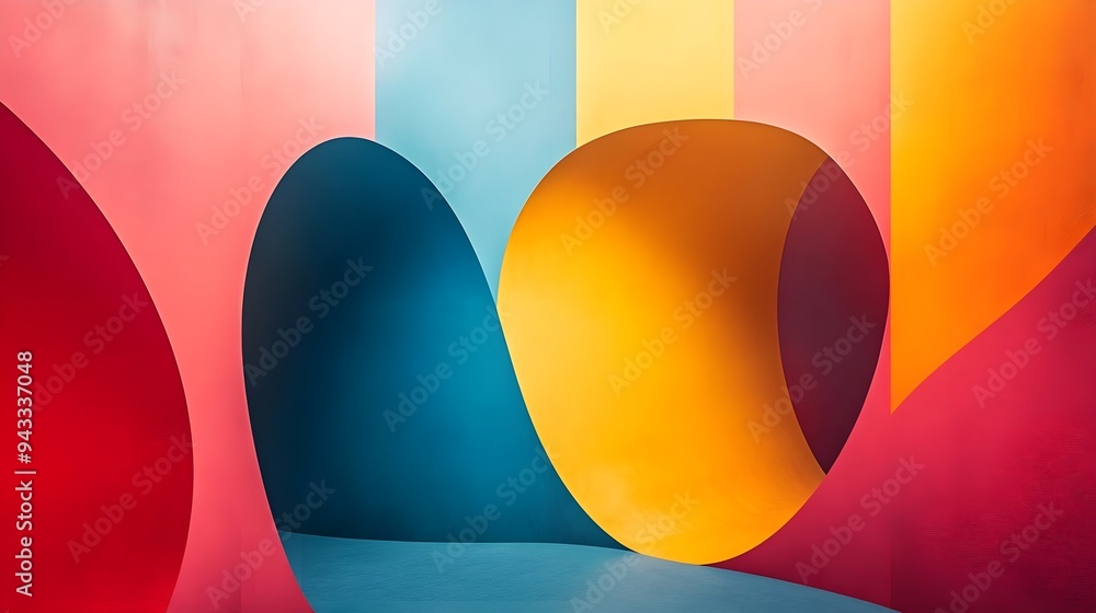 Poster abstract colorful background with curved shapes