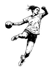 jumping handball woman player in action