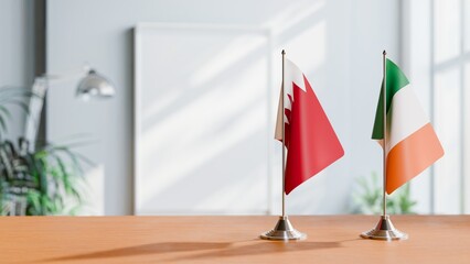 FLAGS OF BAHRAIN AND IRELAND ON TABLE