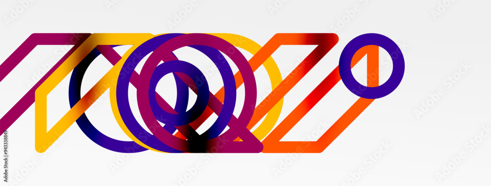 Poster abstract background - colorful circle lines technology or business digital template