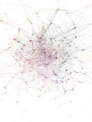Intricate web of colorful lines, representing the interconnections in internet network structure. Internet networks in massive structures made up of many small connections between different parts. PNG