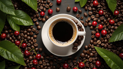 Elegant Coffee Beans and Cup Backgrounds for Stunning Designs | Rustic Coffee Beans and Cup Stock Images for Creative Projects | Premium Coffee Beans and Cup Backgrounds for Eye-Catching Visuals