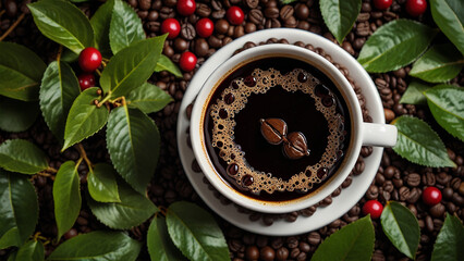 Elegant Coffee Beans and Cup Backgrounds for Stunning Designs | Rustic Coffee Beans and Cup Stock Images for Creative Projects | Premium Coffee Beans and Cup Backgrounds for Eye-Catching Visuals