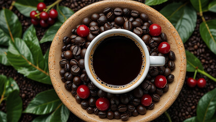 Elegant Coffee Beans and Cup Backgrounds for Stunning Designs | Rustic Coffee Beans and Cup Stock Images for Creative Projects | Premium Coffee Beans and Cup Backgrounds for Eye-Catching Visuals