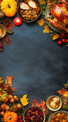 Flatlay thanksgiving table with treats and dishes