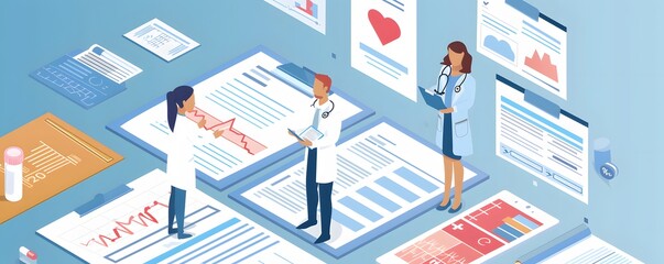 Obraz premium Doctors Analyzing Medical Records and Charts