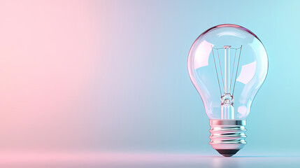 Sunrise Light Bulb: 3D Illustration of New Ideas and Growth in Soft Pastel Hues