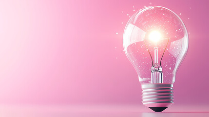 Sunrise Light Bulb: 3D Illustration of New Ideas and Growth in Soft Pastel Hues