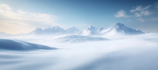 Arctic snow and mountain nature landscape. Generative AI technology.	
