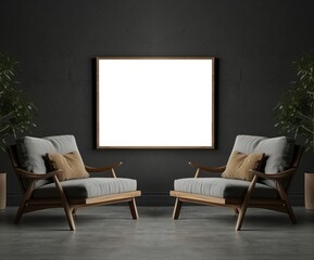 Two Armchairs Facing a Blank Canvas in a Minimalist Interior