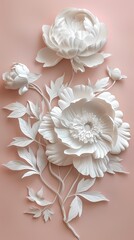 Retro pink peony sketch pattern illustration poster background