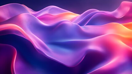 Obraz premium Abstract Purple & Pink Waves, 3D Render, Digital Art