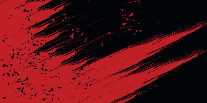 Abstract grunge red paint spill background. Blood spill on black background