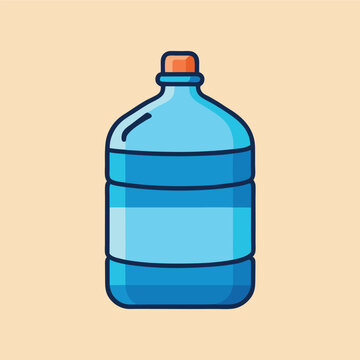 gallon water bottle line icon. Large clear blue plastic bottled mineral water container symbol. Vector illustration.