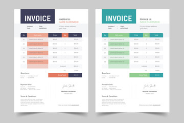 A Modern Minimal Invoice Layout and Business invoice template vector