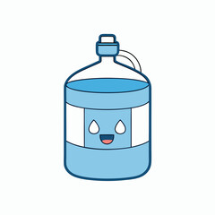 Obraz premium gallon water bottle line icon. Large clear blue plastic bottled mineral water container symbol. Vector illustration.