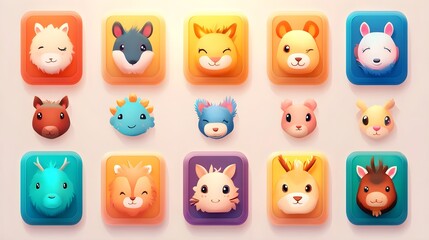 Cute Animals Icon Set - Adorable Wildlife Symbols for Design Projects