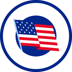 USA Flag. American sticker. Flat style.