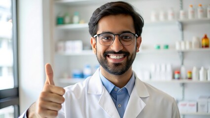 Indian Pharmacist Giving Thumbs-Up
