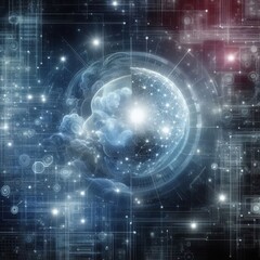 Obraz premium Digital backdround ideal for technological operations, neural networks, AI, data transmission and encryption, digital archives, audio and visual representations, scientific research 