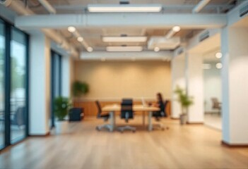 Fototapeta premium Modern bright office interior with furniture and daylight. Blurred background.