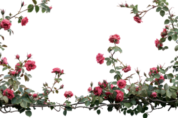 PNG Vibrant pink roses on vine