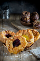 Sweet pastries on an old country table