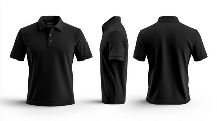 Black Polo Shirt Displayed from Multiple Angles Generative AI