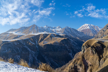 The Caucasus mountains in Georgia country. Beautiful mountain landscape for background.