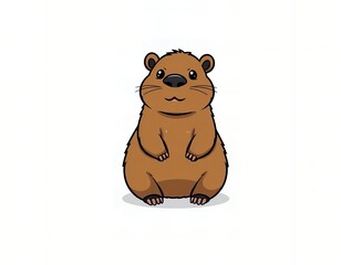 cartoon groundhog sitting on its hind legs and looking at the camera.