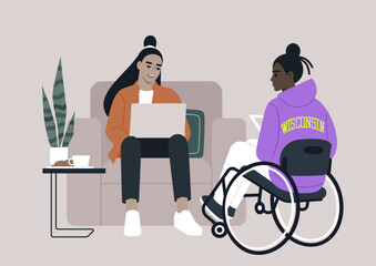 Colleagues engage in a collaborative discussion in an inclusive office environment during a casual work day, fostering creativity and teamwork