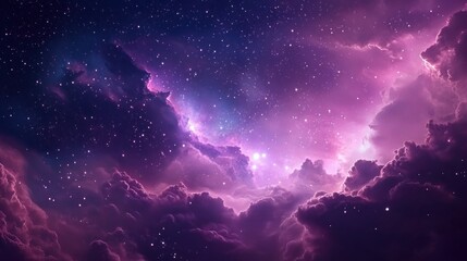 Fototapeta premium Purple-hued galaxy with stars and cosmic clouds beauty