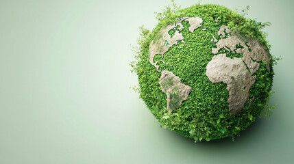 Green planet earth covered with lush green grass and plants