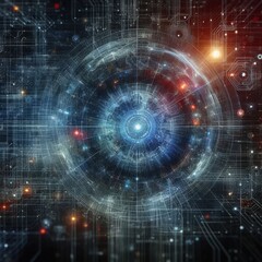 Obraz premium Digital backdround ideal for technological operations, neural networks, AI, data transmission and encryption, digital archives, audio and visual representations, scientific research 