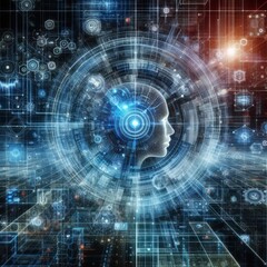 Obraz premium Digital backdround ideal for technological operations, neural networks, AI, data transmission and encryption, digital archives, audio and visual representations, scientific research 