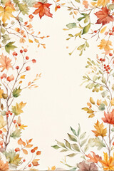 Vintage Autumn Greeting with Floral Watercolor