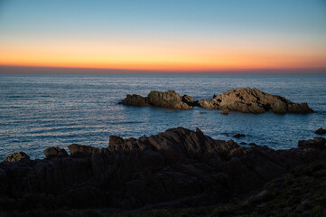 great sunset over the ocean horizon