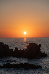 great sunset over the ocean horizon