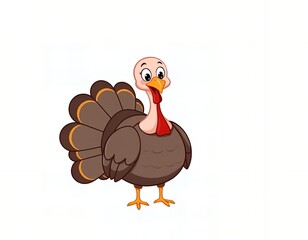 there is a cartoon turkey standing on a white surface.