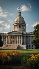 Naklejka premium The Arkansas Capitol building, a beautiful architectural gem, is captured in this image, radiating grandeur and elegance. 