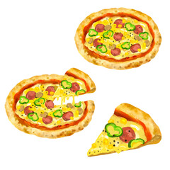 ミックスピザ　MIXピザ　ピザのイラスト